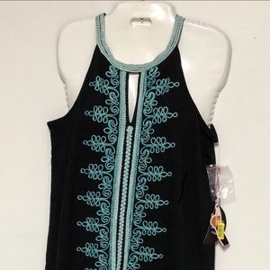 NWT-half moon Black & Turquoise Dress SMed